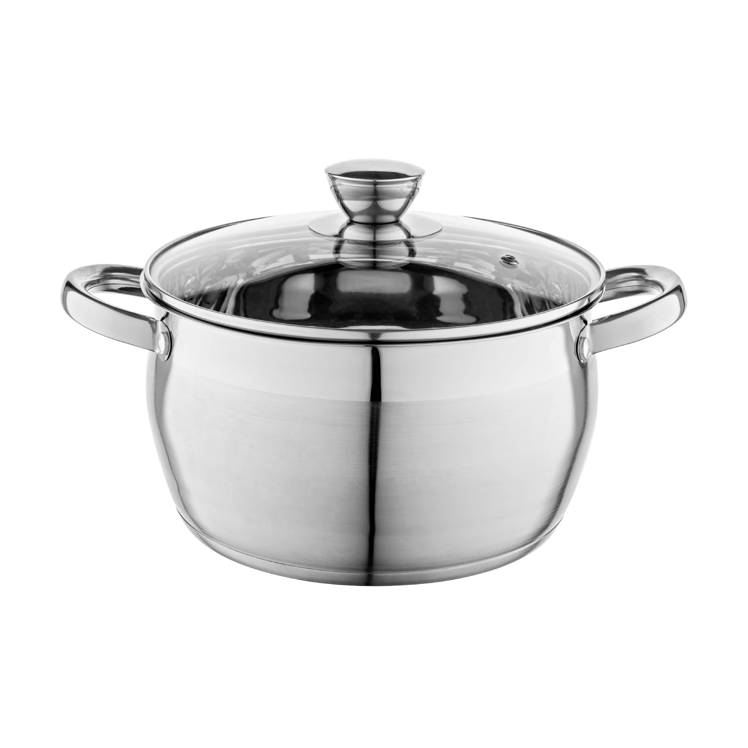 Florina Oliver 24 cm 6 L Edelstahltopf mit Glasdeckel | Für Induktion, Gas, Elektro, Ceran | Messskala innen | Spülmaschinengeeignet | Hitzebeständiger Deckel | Langlebig & robust