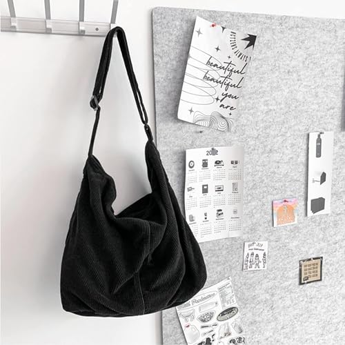 Image of Unisex Corduroy Hobo Shoulder Shopper Bag - Large, Everyday /Office /Travelling