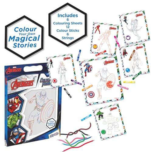 Image of SKOODLE Colouring Frames | DIY Colouring & Painting Art Kit for Kids | 6 Colouring Sheets, 12 Colour Sticks & 6 Hanging Strings
