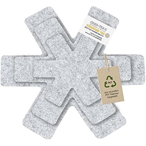 Pan protector, stacking protection for pans, pots, bowls and other kitchen utensils, set of 6, 2 x 33 cm, 2 x 29 cm, 2 x 25 cm, pan protection, pot protector made of felt, light grey Cover