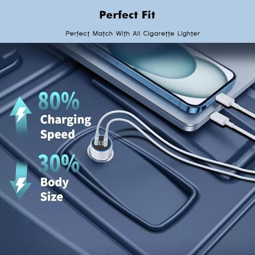 Image of iPhone 17 16 15 Car Charger, 20W Dual Port USBC Fast Car Charger with 20W PD Type C Adapter + 2Pack 3FT USB C to C Charging Cable Fast Charging for iPhone 17 /17 Pro /Air /16e /16 /15 Pro Max /Airpods /iPad