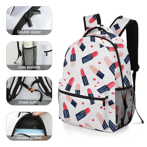 Lipstick Pattern Funny Backpack Casual Daypack Lightweight Shoulders Bag for Men Women Cute Print4