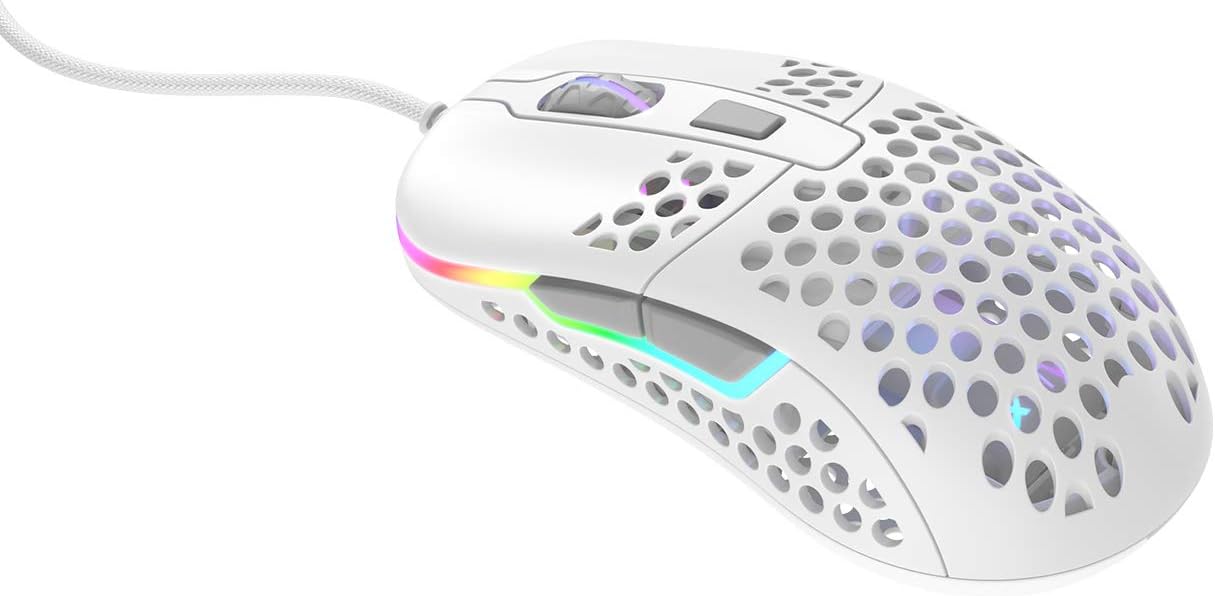 Xtrfy M42 RGB, Ratón Gaming Ultraligero con Cable, Sensor Pixart 3389 de Última Generación, Carcasa Modular (incluye 2 Tamaños), Iluminación RGB Regulable, White Edition 3