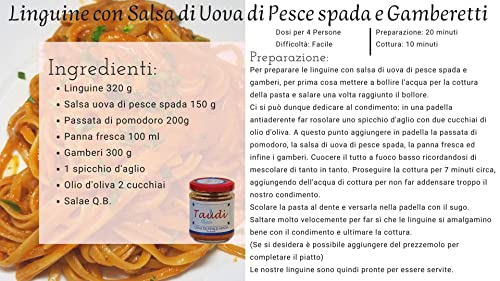 Taudì Conserve Salsa Ta Sciali Mit Schwertfischrogen – Sizilianische Spezialität – Natürlich & Handgemacht, Ideal Für Pasta & Bruschetta, Ohne Zusatzstoffe Im Glas 180g