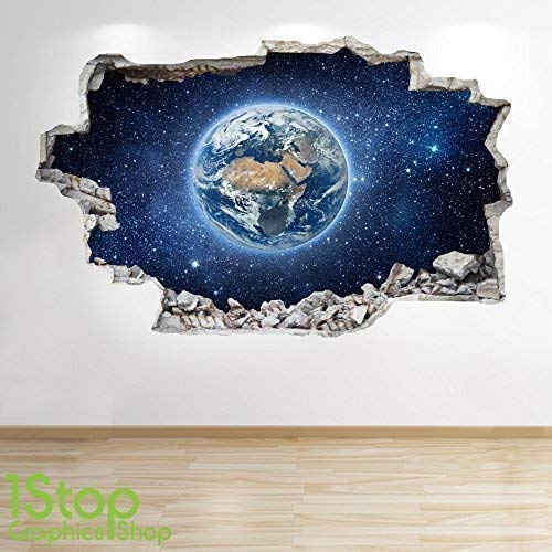 1Stop Graphics Shop SPACE WALL STICKER 3D LOOK - MOON PLANET GALAXY STARS BOYS BEDROOM Z333 Size: Small