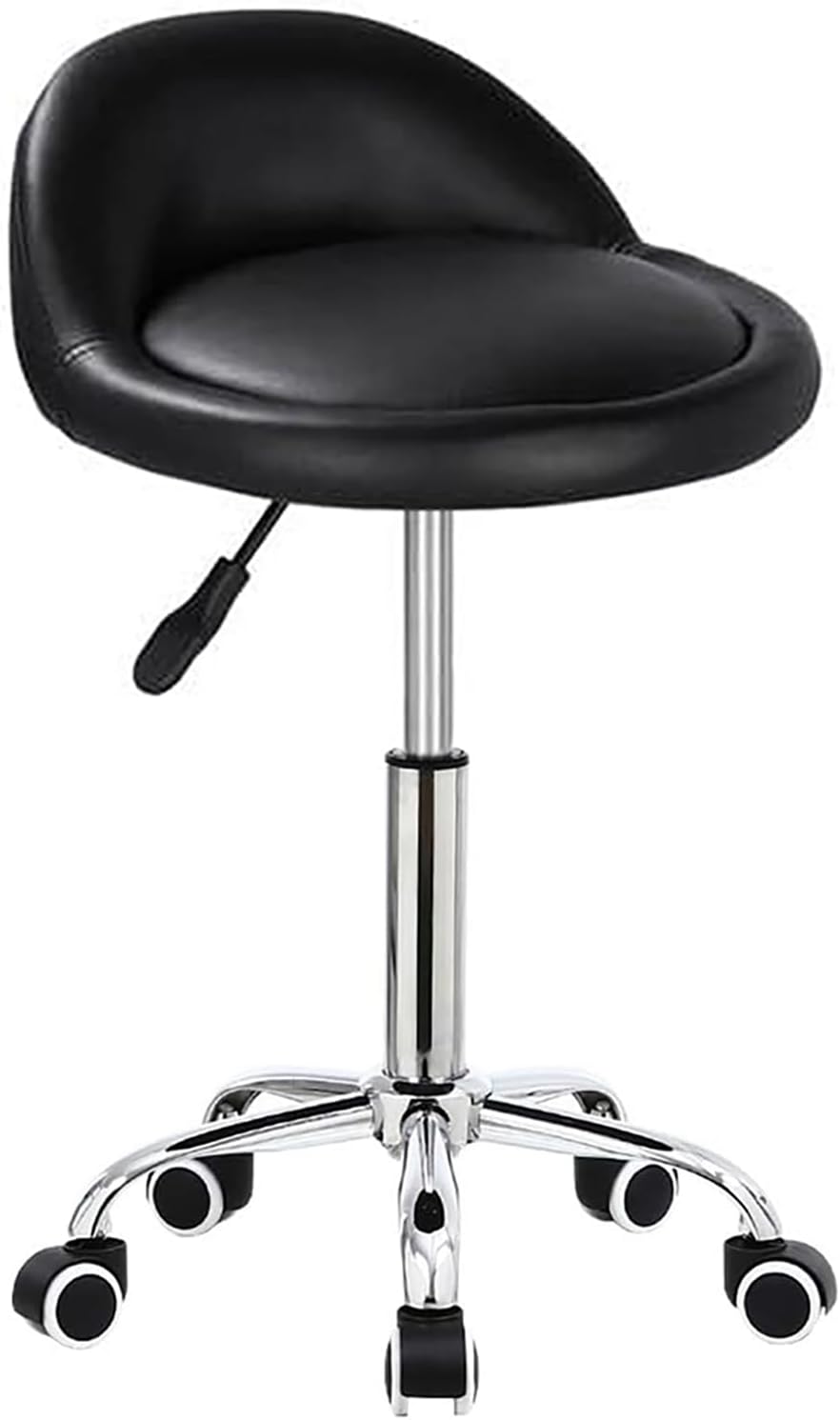 Autdor Rolling Stool Salon Stool Chair with Backrest Height Adjustable Beauty Rollings Stools with Wheels PU Leather Swivel Stools for Office Drafting Work Tattoo Makeup Facial Spa Manicure Massage