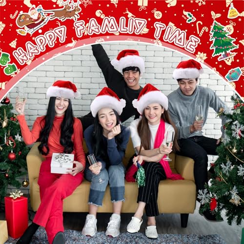 Image of Vicenpal 20 Pcs Santa Hats Bulk Plush Christmas Hats for Adults Women Men Holiday Party Costume(Red)