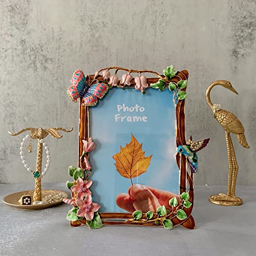 Tricune Floral Picture Frame 5X7, Vintage Photo Frame Made Of Metal And High Definition Glass For Table Top Display, Home Decor, Retro Photo Frame #TOP4