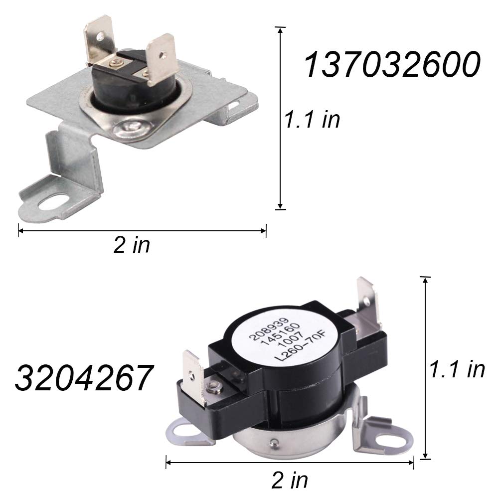 134792700 Dryer Heating Element, 3204267 Thermostat and 137032600 Thermal Limiter Compatible