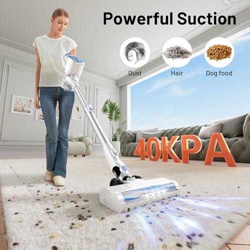 Image of VIPSUN Cordless Vacuum Cleaner with Self-Standing, LED Screen Stick Vacuum Cleaners for Home, Lightweight Powerful Suction Vacuum,Rechargeable Vacuum for Carpets, Pet Hair, Hardwood Floors