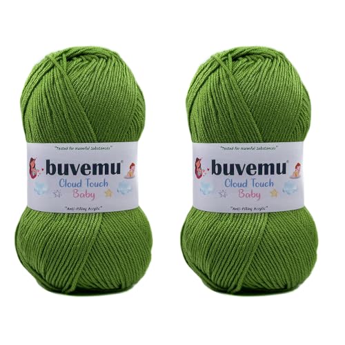 Image of Cloud Touch Baby DK Yarn for Crochet & Knitting, Grass Green, 2-Pack