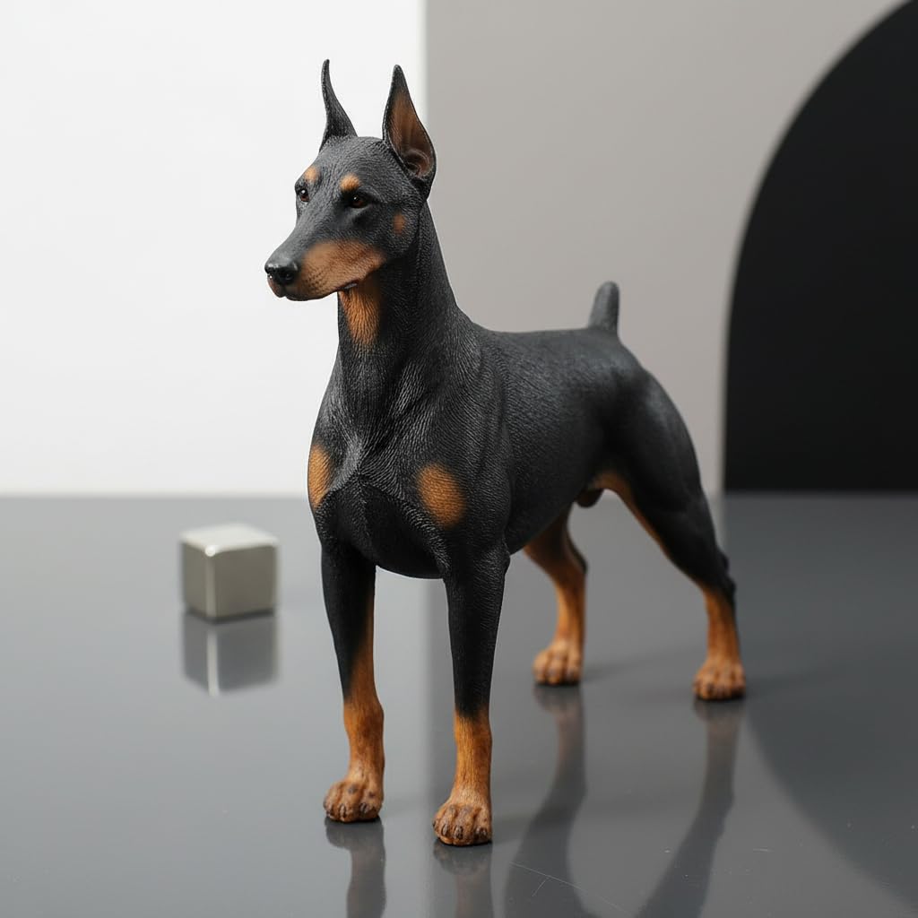 Amazon.co.jp: 快適な時間7インチのドーベルマン犬の置物、リアルな