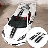 Auto Racing Body Stripe Decal Compatible with Chevrolet Corvette C8 2020-2023, Car Hood Stripe Vinyl Sticker, Full Body Race Stripes C8 Sticker Accessories (Carbon Fiber Pattern)