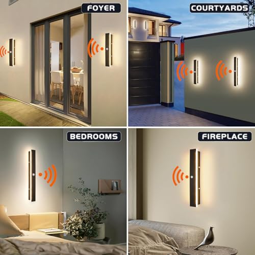 Applique murale LED design noir 180cm étanche avec détecteur - 7