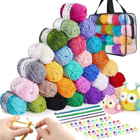 AOTWAN Crochet Yarn Set with Hooks Cover