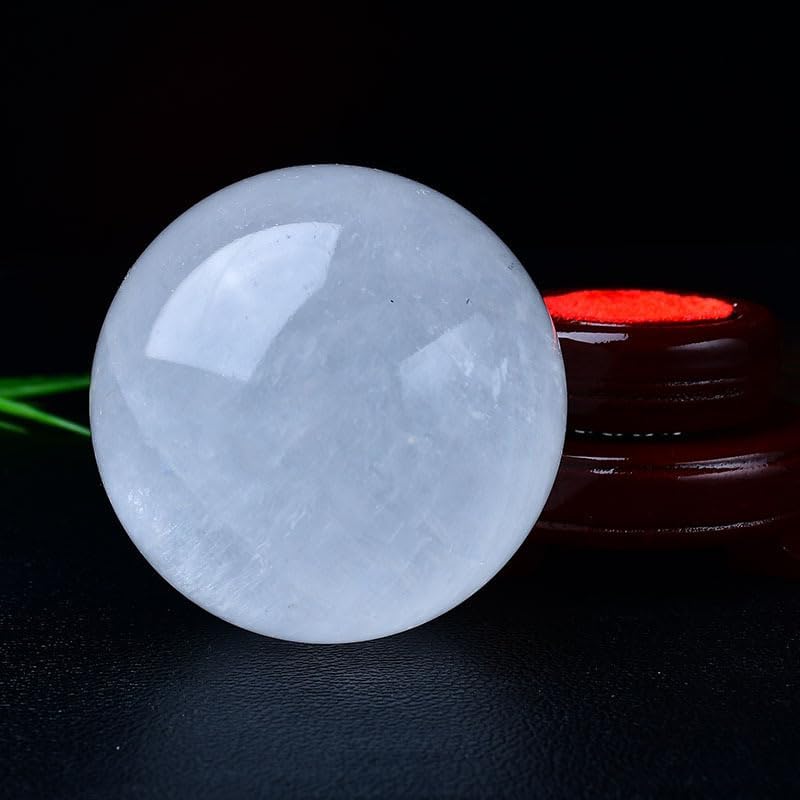 Sphere of Iceland, White Glass Ball, Polished Crystals, Calcite, sumpnetization, Collection Ornaments for The Home,100mm