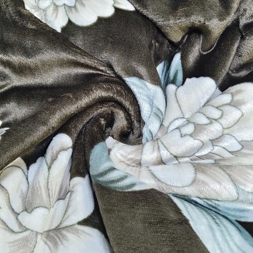 Image of Winter Premium Flannel Velvet Warm Duvet Cover Quilt Cover | Rajai Cover | Blanket Cover | Comforter Cover Single Size 60x100 inches Woollen (Brown Colorfull Flower, Single Bed)