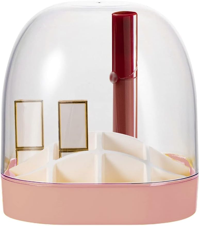 Cosmetic Boxes Lipstick Storage Box Desktop Multi Layer Lattice Lipstick Rack Finishing Display Rack Transparent Dressing Table Storage Box with Lid Cosmetic Display Cases(Yellow) (Pink)
