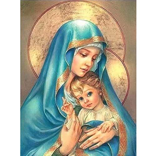 Pintura De Diamante Virgen María Cristo Túnica Diamante Pintura Iconos Religiosos Imágenes Diy 3D Diamante Bordado Jesús Azul Con Dibujos De Mosaico