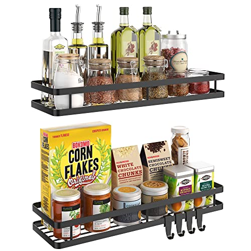 Couwilson Spice Rack Organizer Wall Mounted 15.7In 2 Pack Hanging Seasoning Spice Organizer Shelf, Spice Rack Storage For Cabinet Or Wall Mount With 4 Strong Hooks, For Kitchen, Bathroom… #TOP1