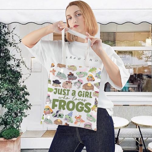 LEVLO Funny Frog Cosmetic Bag Animal Lover Gift Just A Girl Who Loves Frogs Makeup Zipper Pouch Bag Frogs Lover Gift, Cartoon Frog Tote - Image 4