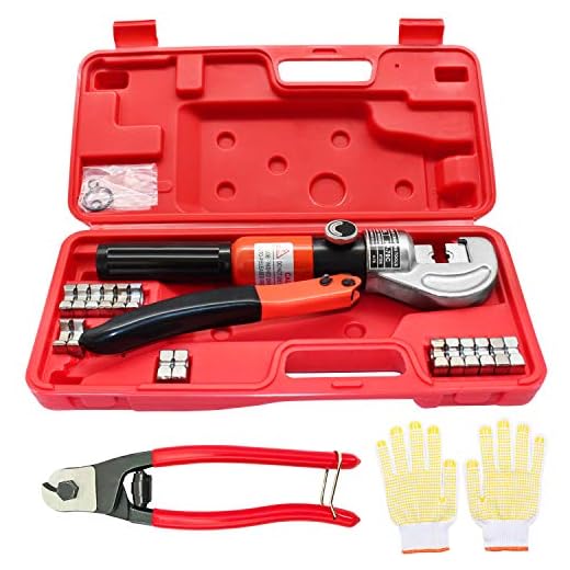 CKE Upgraded 10 Ton Hydraulic Cable Crimper Hand Tool for 1/8, 3/16 Stainless Steel Cable Railing Fittings - Heavy Duty Head with 9 Dies and Cable Cutter