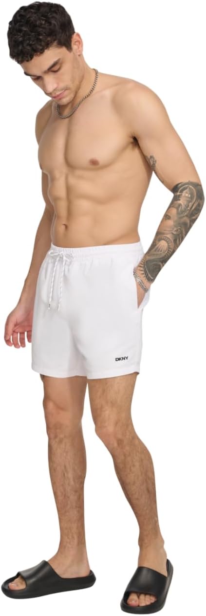 dkny mens lightweight quick dry volley upf 40+ protection swim trunk xx-large white