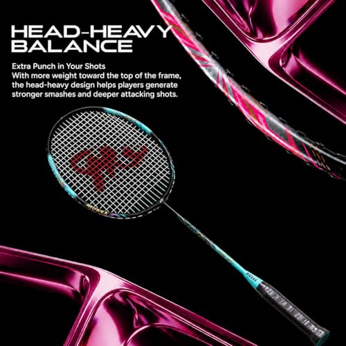 Image of Morex Carbon Graphite Badminton Racket with Full Cover Bag | Durable Carbon Shaft & Curve Frame for Better Sweet Spot & Smash Power | Ideal for Beginners & Advanced Players (Blue & Black)