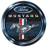Desperate Enterprises Ford Mustang Blue Fully Embossed Steel Sign - Metal Ford Vintage Car Garage Sign - Made in the USA