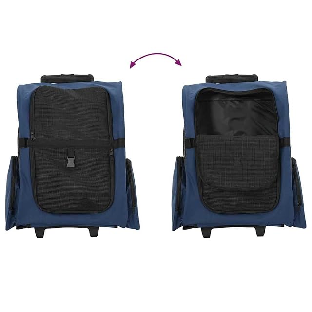 Foto 4 de 8 de vidaXL Carrito para Mascotas 3 en 1, diseño Azul, 48 x 32 x (57-106) cm