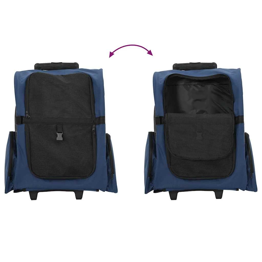 vidaXL Carrito para Mascotas 3 en 1, diseño Azul, 48 x 32 x (57-106) cm, Tela Oxford