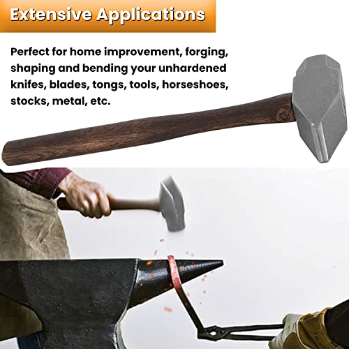 4 Lb Blacksmith Hammer Cross Peen Bladesmith Engineer Drilling Hammer Handmade Knife Making Metal Working Forging Farrier Tool With Wooden Handle Steel Head #TOP2