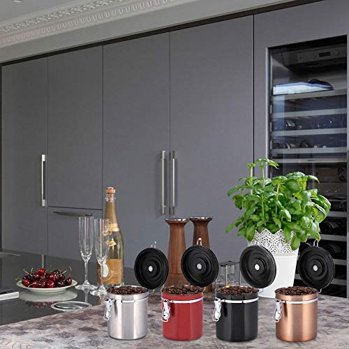 Prexey 1.5L 304 de acero inoxidable hermético granos de café contenedor recipiente de almacenamiento lata(黑色) - Imagen 8