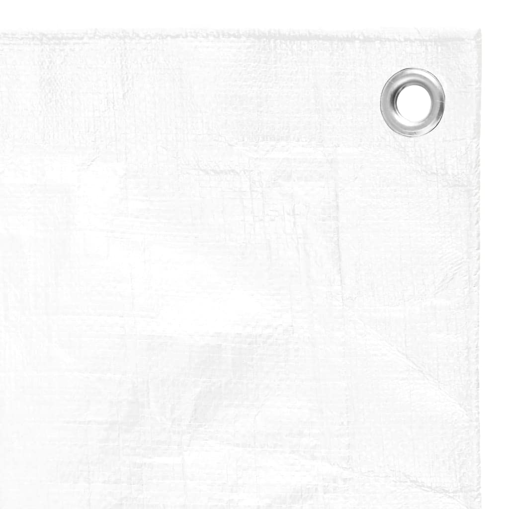 Plandeka okryciowa 180 g/m² HDPE 3 x 5 m, biała, z oczkami aluminiowymi, odporna na warunki atmosferyczne, odporna na rozerwanie, wodoszczelna, wszechstronna jako plandeka ochronna na