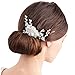 Produktbild SWEETV Silber Braut Blume Haar Kamm Hochzeit Strass Seite Kamm Haarschmuck Haarteil Kopfschmuck für Frauen