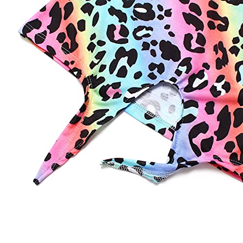 Image of JESKIDS Girls Short Sleeve Shirts Ruffle Tie Front Unicorn /Tie Dye Print Summer Tee Tank Tops 3-11 Years