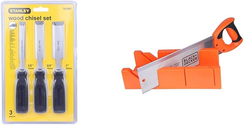 16-089 3-Piece Wood Chisel Set with Anti-Rust Properties for Shaping & Cutting Wood Surfaces