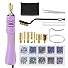 CENPEK Zestaw aplikatorów Hotfix, narzędzie do settera ze strasu, wiertło hot do picia, pęseta, wiertło do pudełka, 7 końcówek, 2 wytrychki, szczotka druciana, stojak, torba (fioletowa)