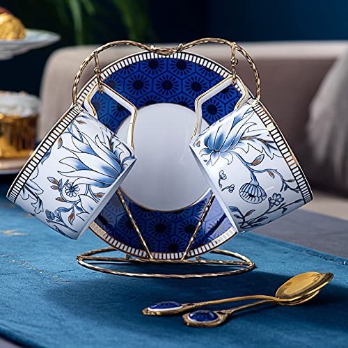 SGSG Juego de Tazas y platillos de café Bone China, Juego de té de la Tarde británico Ligero de Gama Alta, Tienda de… - Imagen 3