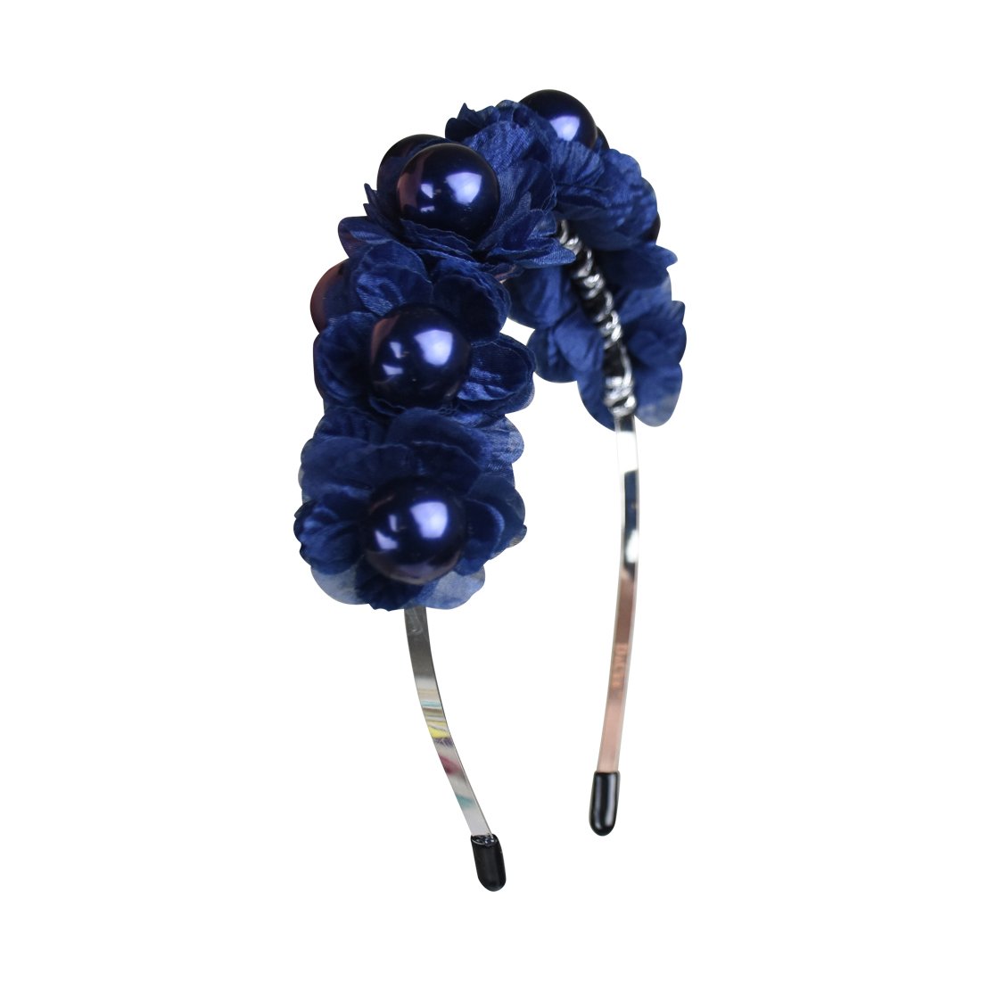 Navy Colored Pearls and Chiffon Headband