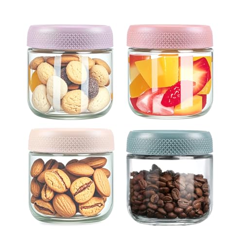 VITEVER - VITEVER 4-Pack 10oz Gläser mit luftdichten Deckeln, Overnight Oats Container mit Deckel, Wide mouth Mason Salat Gläser, Glas Lebensmittel Lagerung Container für Snacks Joghurt Gewürz Zucker - -15%