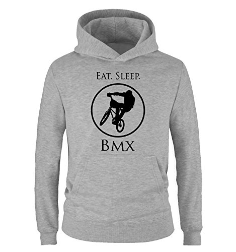 EAT. Sleep. BMX - Kinder Hoodie - Grau/Schwarz Gr. 122/128