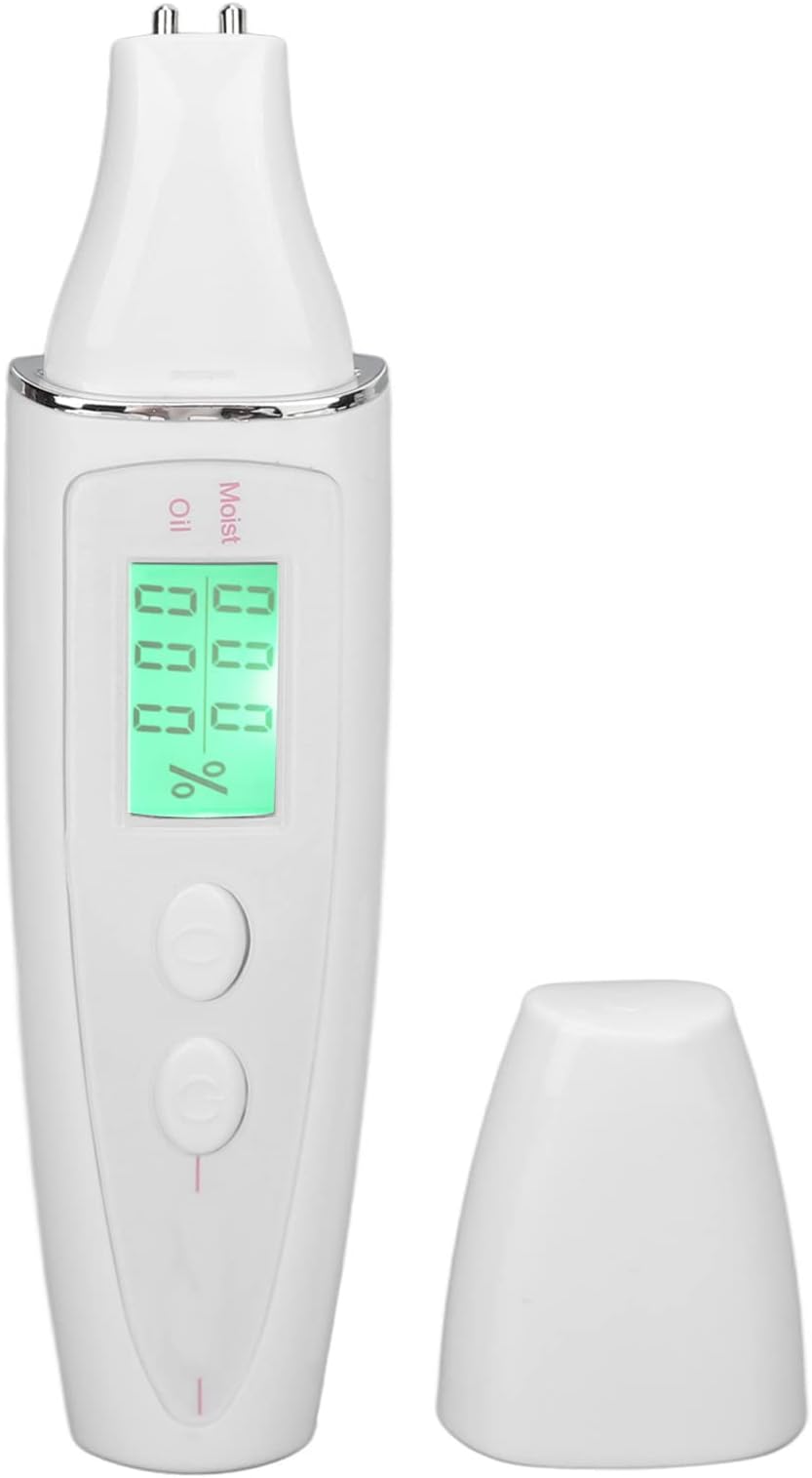 Skin Tester Pen, Digital Skin Detector Pen with Smart Display, Portable Analysis Machine, Water Oil Tester for Skin Care Skin Analyzer for Home Beauty Salon(White)
