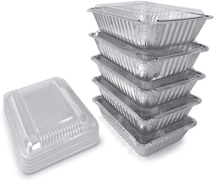 Rectangular Dome Lid for 2.25 lb Aluminum Oblong Pan 8.75" x 6.12" | Foil Laminated Underside for Heat Retention | Disposable Flat Covers for Catering Takeout Meal Prep | 500 Count