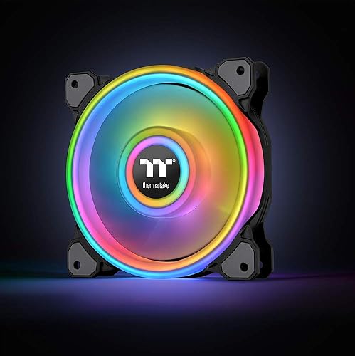 Miniatura 30 de Thermaltake Riing Quad 4.724 in 16.8 millones RGB (Alexa/Razer Chroma) habilitado para software, 4 anillos de luz 54 LED, cojinete hidráulico de 9