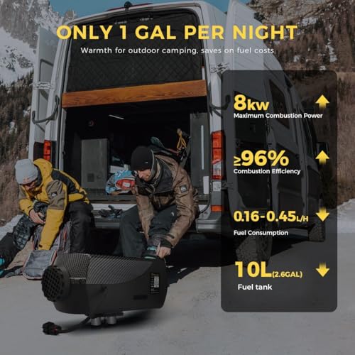 8KW Luft Dieselheizung Standheizung ,12V/24V Luftheizung Air Diesel Standheizung Lufterhitzer, 0,16–0,45 L/Std. Dieselheizung mit LCD-Display & Fernbedienung & Bluetooth-APP, für Auto RV LKW Wohnmobil
