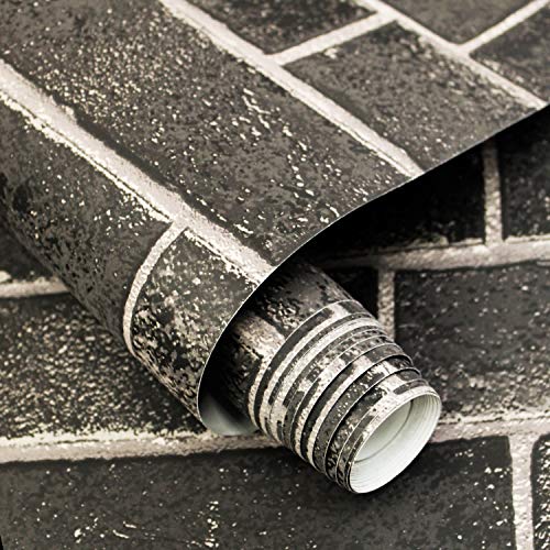 Tempaper Ebony Brick Removable Peel And Stick Wallpaper, 20.5 In X 16.5 Ft, Made In The Usa #TOP2