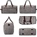 S-ZONE 65L Expandable Canvas Duffle Bag Travel Overnight Holdall Weekend Bag with Shoes Compartment Large Carry On Bag Tote Gym Bag for Men Women, Light Gray, X-Large, Travel Duffle