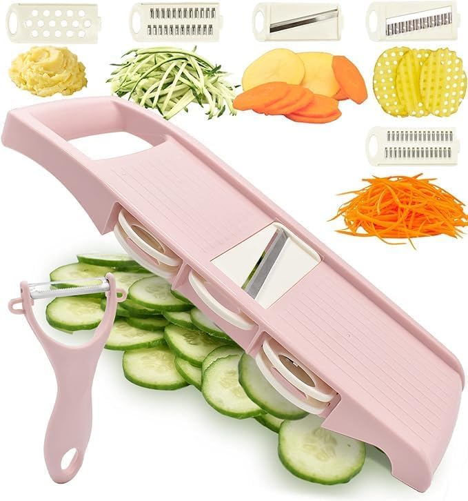 Lonimia 5 in 1 Slicer for Kitchen, Vegetable Cutter, Vegetable Slicer,Veggie Slicer, Multi Blade Potato Chip Slicer,Julienne Shredder and peeler For Small Job In Kitchen
