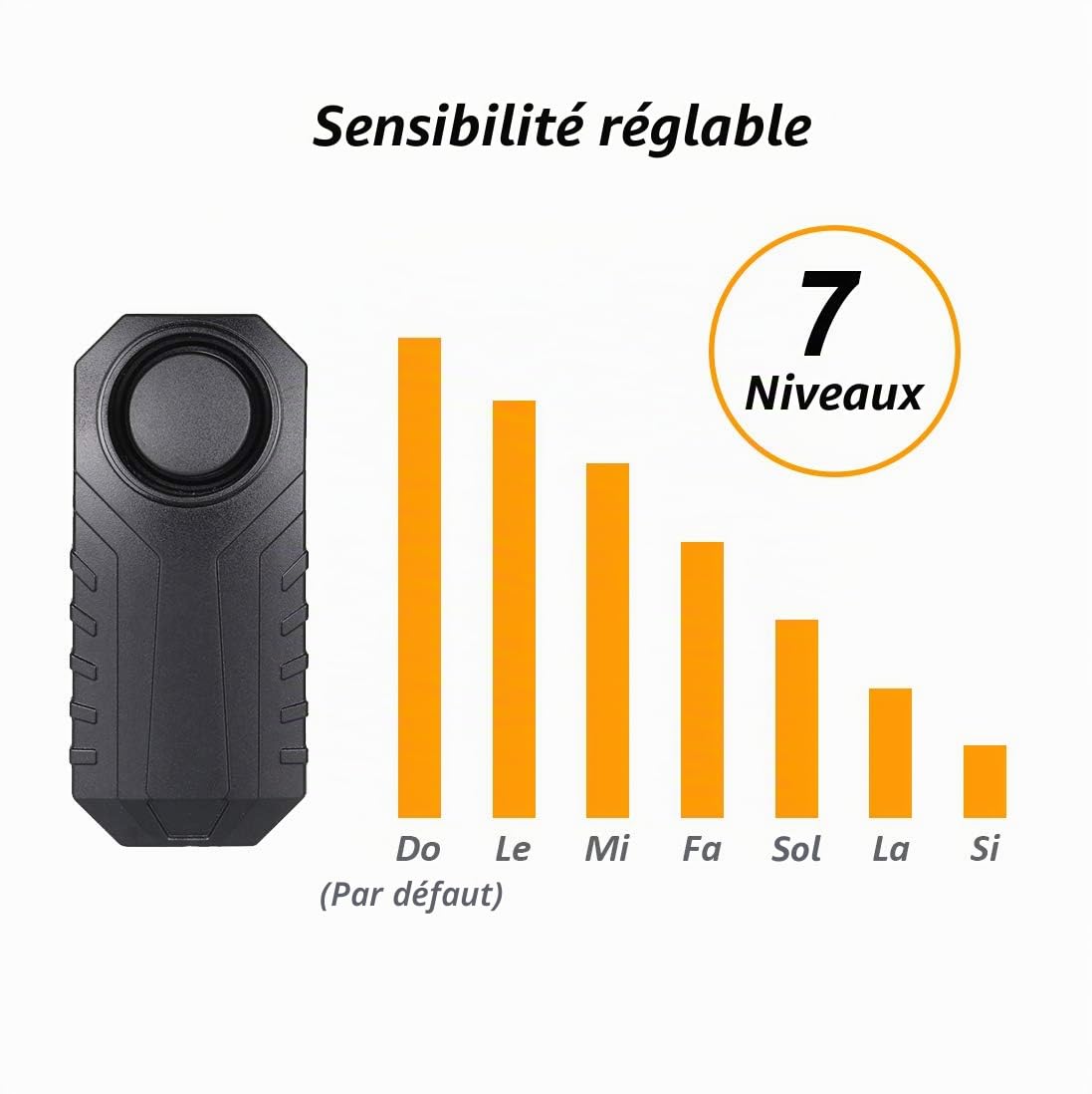 Mengshen Alarme de vélo 113 dB étanche sans fil avec télécommande, anti-vol, détecteur de mouvement de sécurité vélo (4 capteurs avec 2 télécommandes)